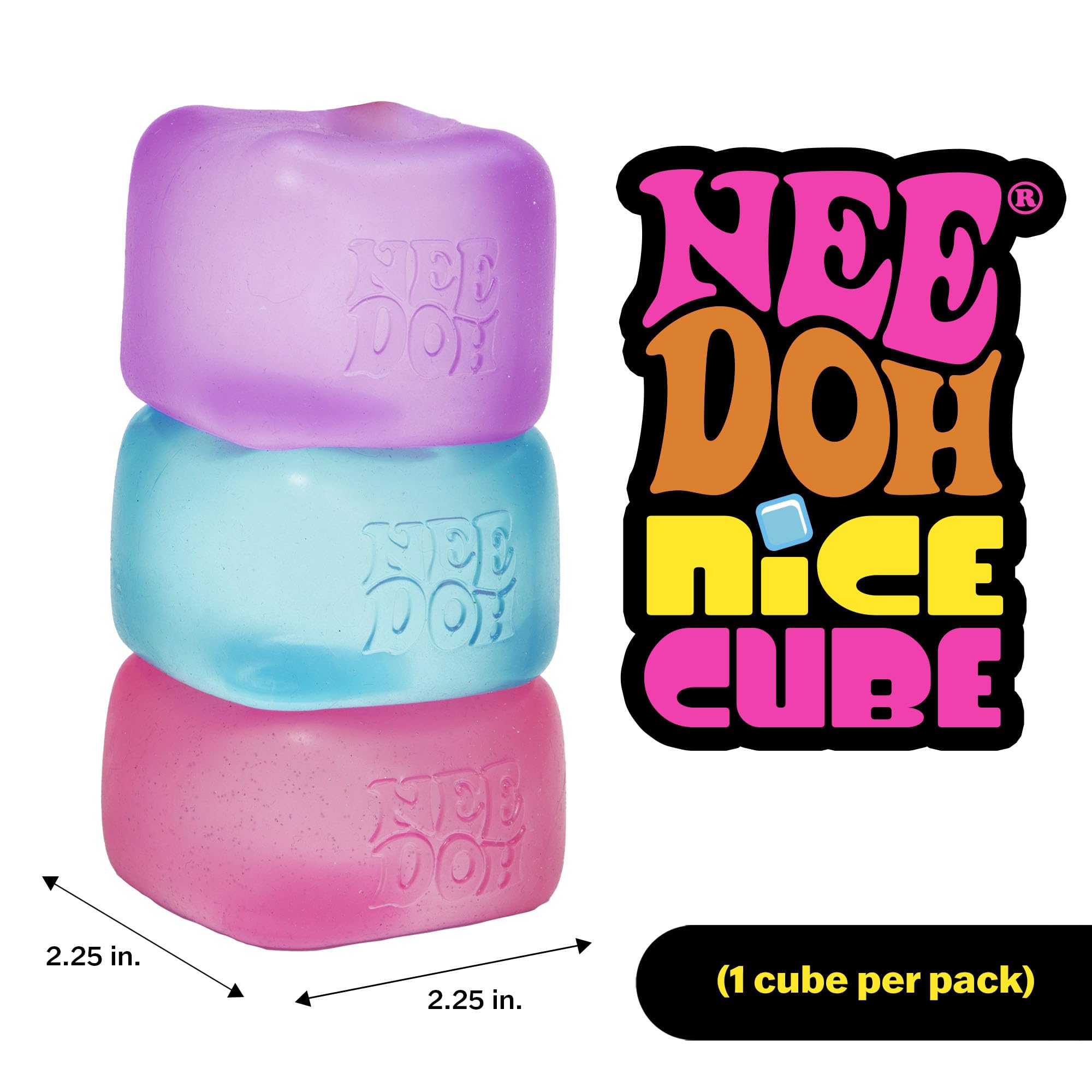 Schylling NeeDoh Nice Cube -Sensory Squeeze Toy with Super Solid Squish - 2.25" Cube