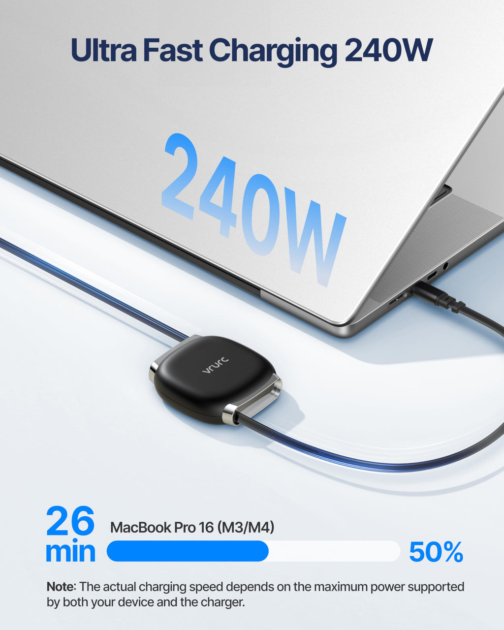 VRURC C Charger USB Retractable - 240W Fast Charging Multi Charging Cable Retractable USB C to USB C Cable Mag Snap Storage Compatible with Car Vehicle Travel 3.3ft Length 48V 3.25A