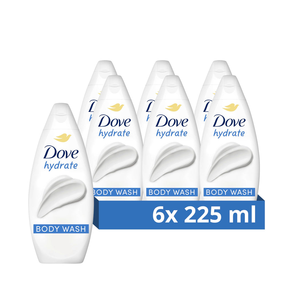 Dove Nourishing Body Wash Body Cleanser shower gel with plant-based moisturisers for softer, smoother skin after one shower 6x 225 ml