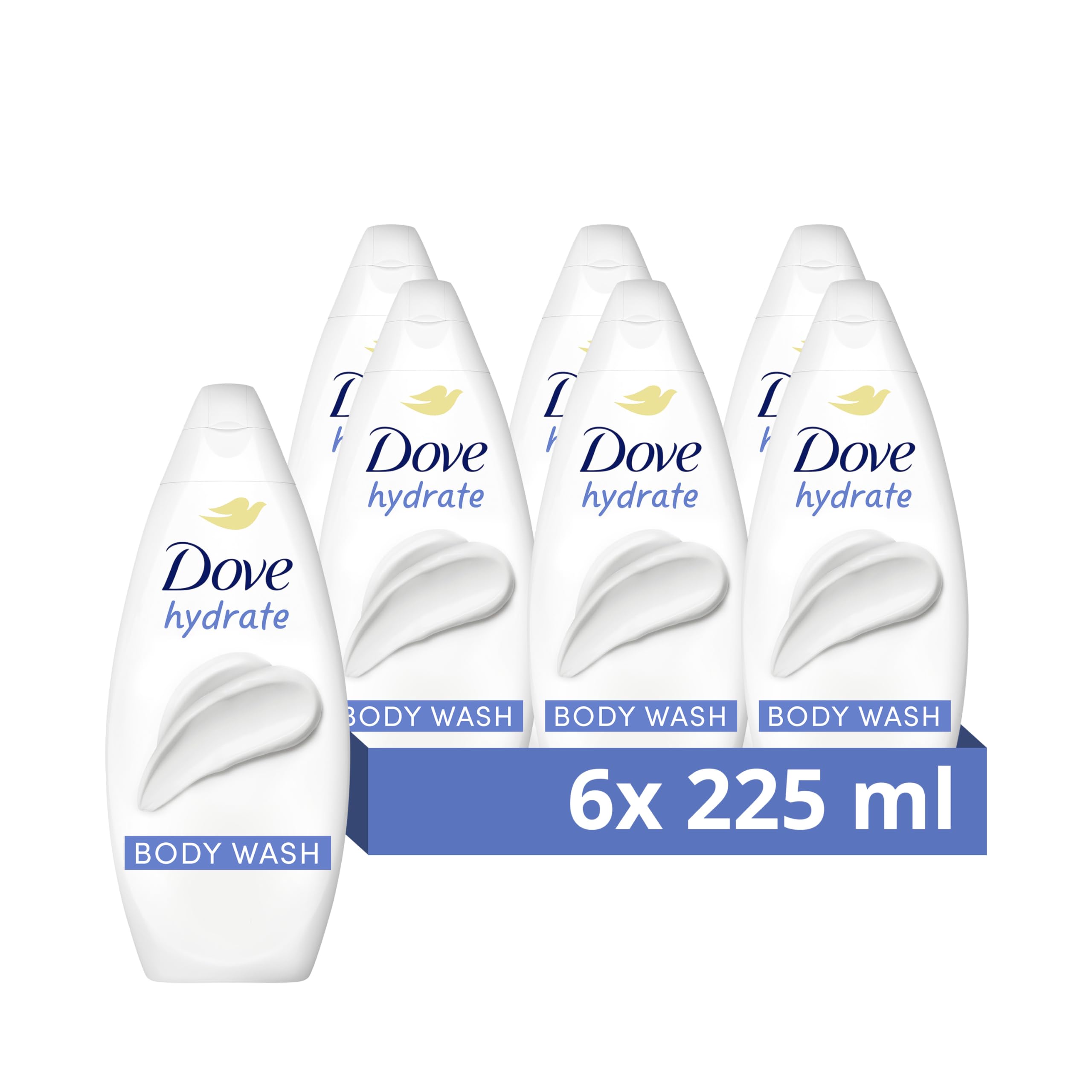 Dove Nourishing Body Wash Body Cleanser shower gel with plant-based moisturisers for softer, smoother skin after one shower 6x 225 ml