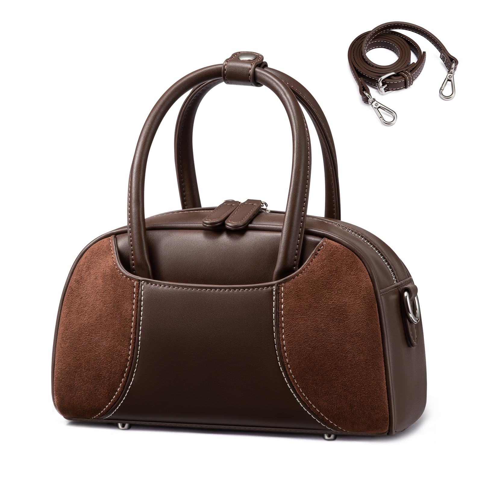 LOVEVOOK Women's Fashion Suede Mini Shoulder Bag, Vintage Small Hobo Clutch Purse with Detachable Strap for Daily Outing, Shopping & Party