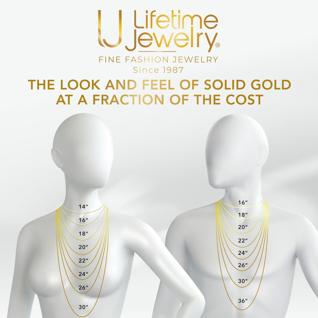 LIFETIME JEWELRY Beveled Figaro Chain Necklaces for Women and Men 24k Real Gold Plated  (6.5mm, 8mm, 9.5mm & 11mm) (9.5mm, White Gold, 36)