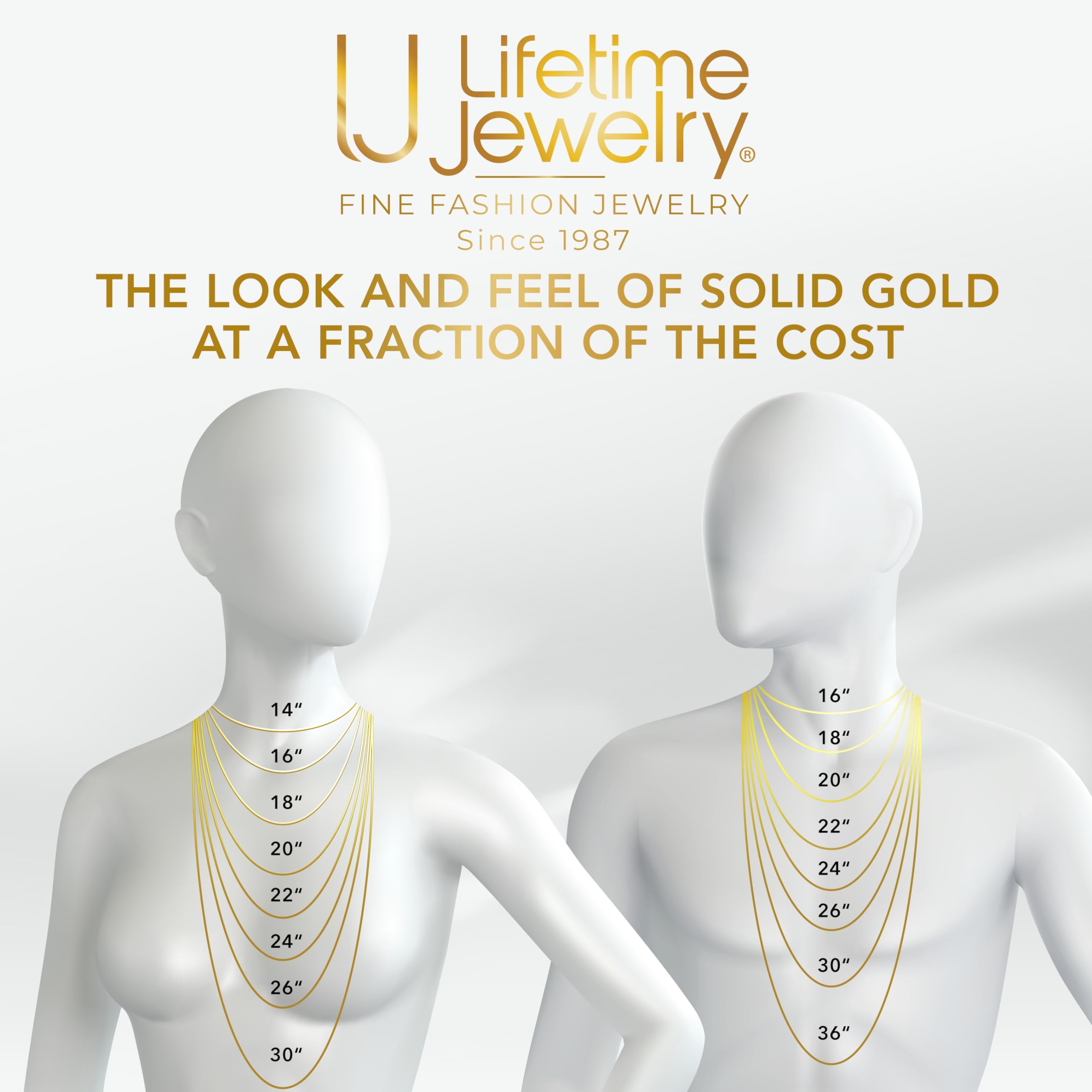 LIFETIME JEWELRY Beveled Figaro Chain Necklaces for Women and Men 24k Real Gold Plated  (6.5mm, 8mm, 9.5mm & 11mm) (9.5mm, White Gold, 36)