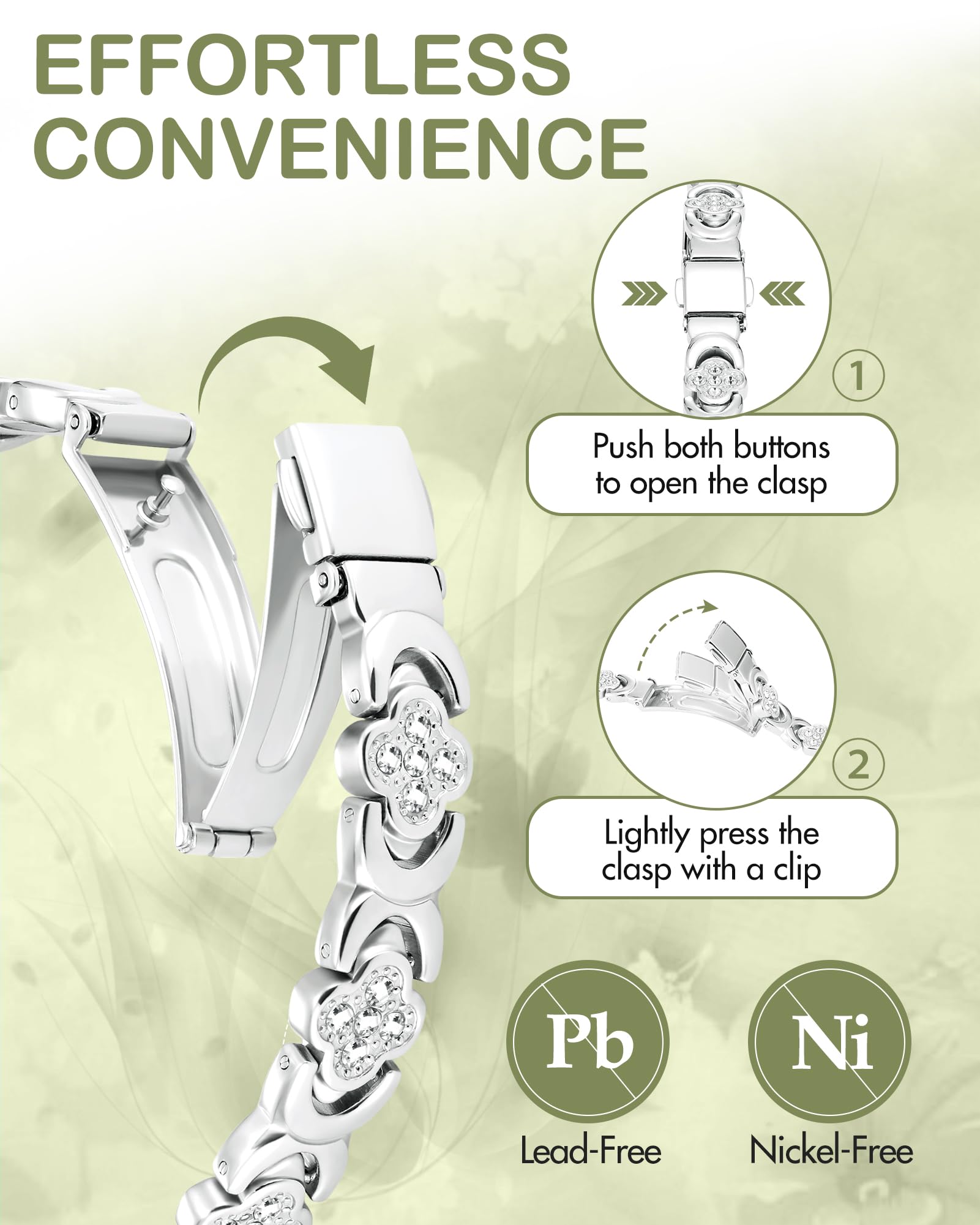 Feraco Pure Copper Bracelets for Women, Ultra Strength Magnetic Bracelet with 3800 Gauss Magnets & Sparkling Zirconia, Adjustable, Infinite Clover Jewelry (Silver)