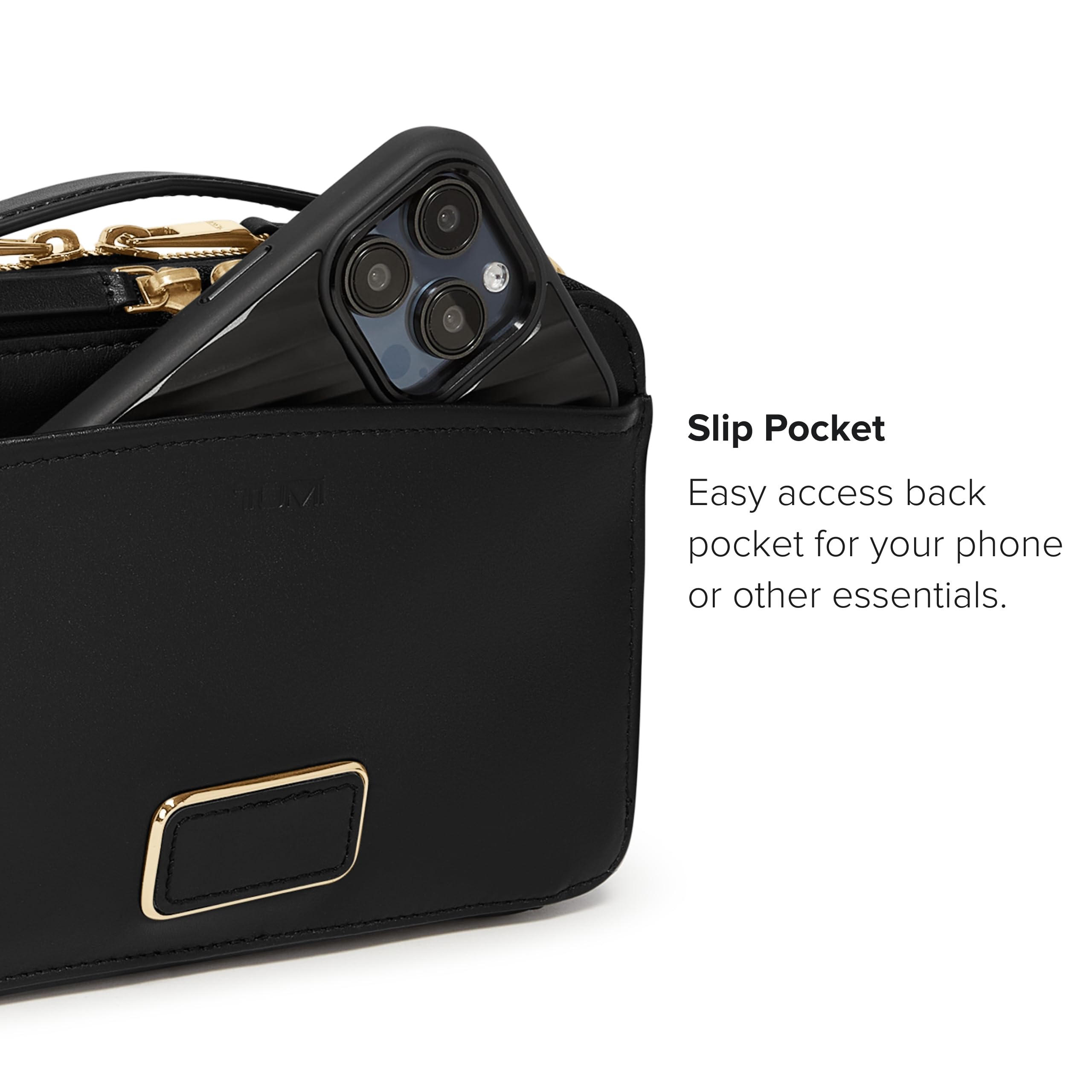 TUMI - Voyageur Myla Crossbody - Stylish Shoulder Bag with Key Leash, Card Pockets & More - Everyday Women's Purse - Black, Light Gold Hardware