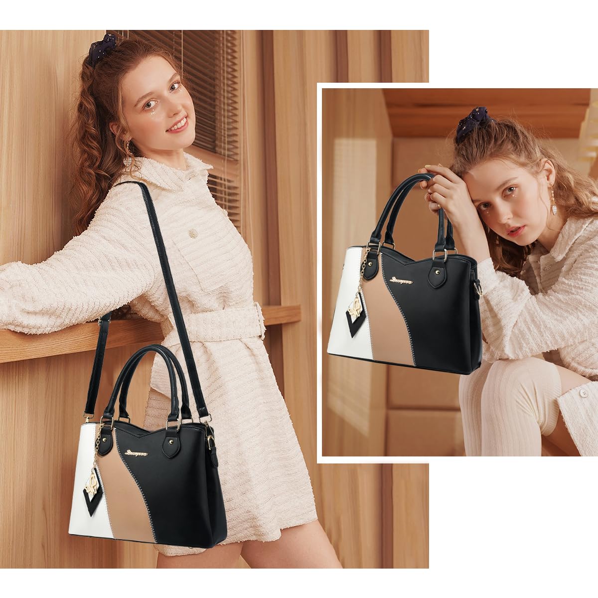 SiMYEER Satchel Purses and Handbags for Women Leather Crossbody Bags Shoulder Tote Bags