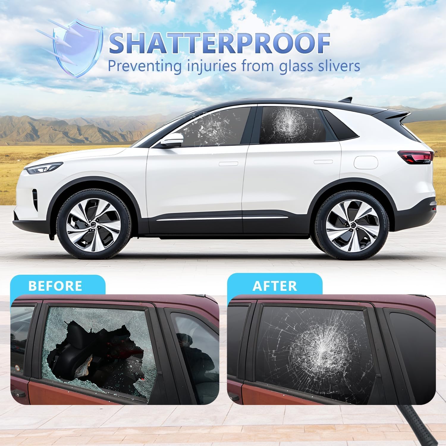 Window Tint Film for Cars, Ceramic Window Tints, Blocks 99% UV & IR Rays, Heat Resistant Anti Glare Film for Windshield, Scratch Resistant Sun Shade Auto Tint Roll (35% VLT, 20in x 10ft)