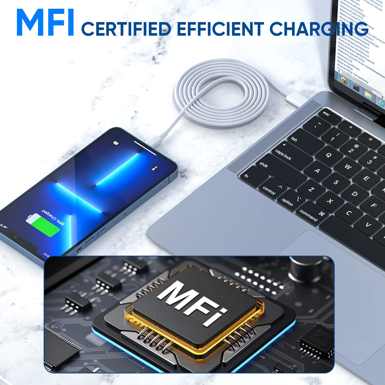 3 Pack Fast Charger iPhone,【Apple MFi Certified】6FT iPhone Charger Fast Charging USB C Block Wall Adapter 6 Foot Type C to Lightning Cable for iPhone 14 Pro Max/14 Plus/13 Pro/12/12Pro/11/XS/X,AirPods