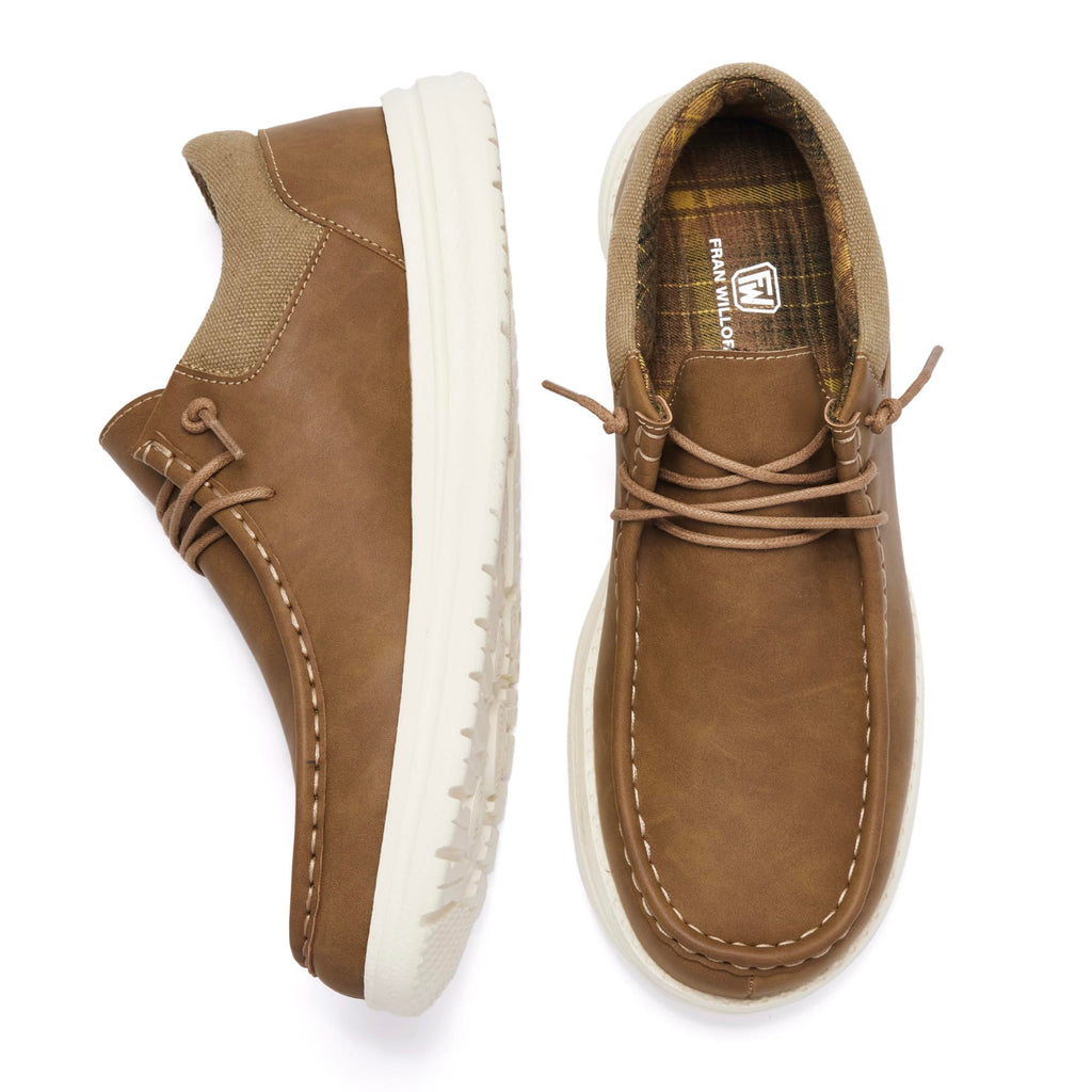 FW FRAN WILLOR Mens Wide Shoes Width Toe Box Slip-on Loafers Casual Walking Shoes for Men Light Brown