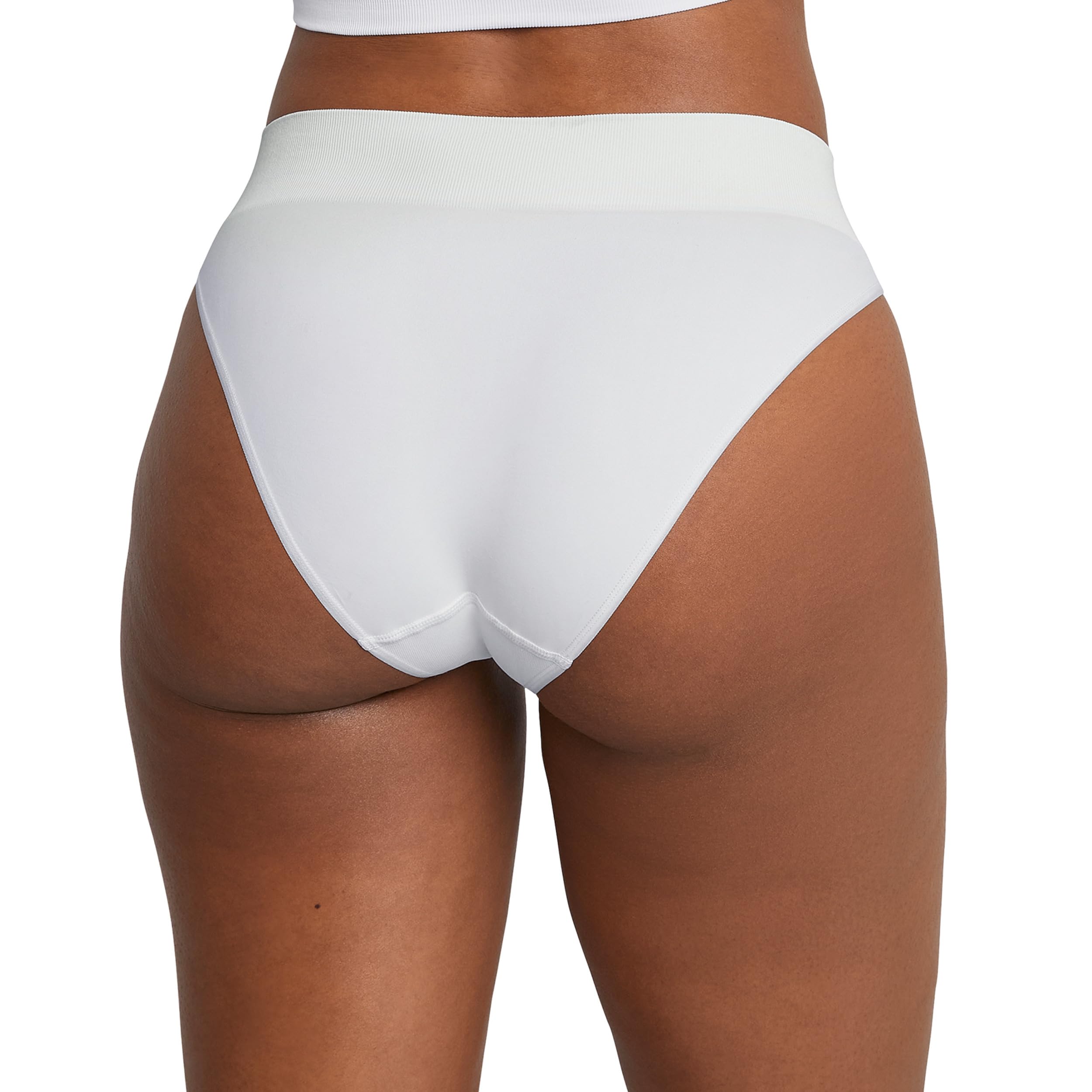 Maidenform Womens High Leg Underwear, Seamless High-cut Panties For 3-pack Bikini Style, Sandshell/White/Sandshell, Medium US