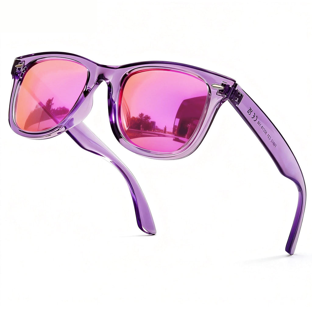 SIPHEW Polarized Sunglasses for Women - Square Frame Pink Mirrored Beach Eyewear, Trendy Womens UV400 Sunglasses for Small Face