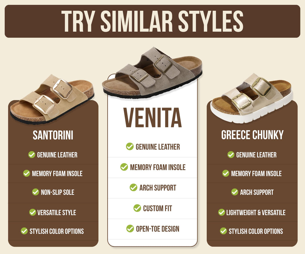 Project Cloud 100% Genuine Leather Flat Sandals For Women 2026 Cork Footbed Womens Sandals with Memory Foam and arch support Vacation Essentials Slides for Women Footwear (Venita, Cognac, 5.5)