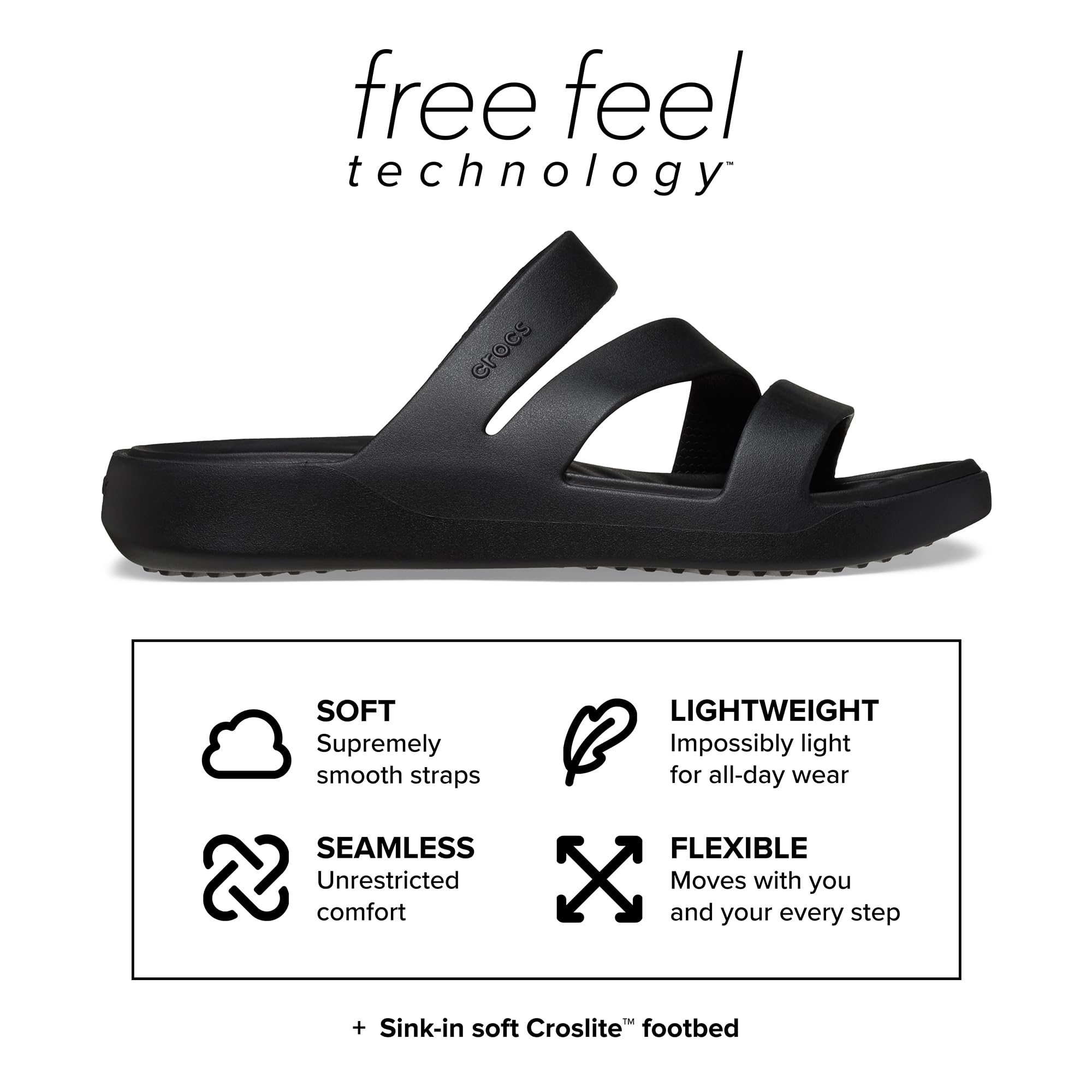 Crocs Women's Getaway Strappy Blk Sandal, BLACK, 5 UK (W7)