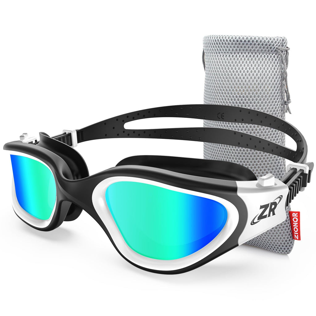 ZIONOR Swim Goggles, Upgraded G1 Polarized Swimming Goggles Anti-fog for Adult Men Women A0 (Polarized + Mirror Gold)