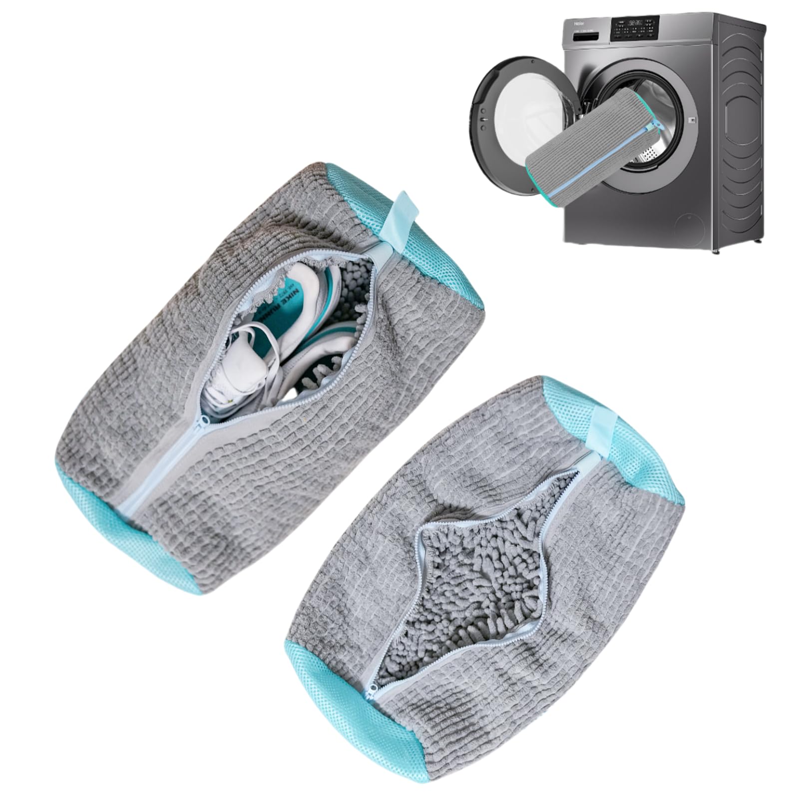 Shoe Washing Machine Bag: Shoe Washing Bag Keeps Clean - Reusable Laundry Shoe Bag for Sneaker Tennis Shoes Unstain Cleaner Kit(Grey 2 Pcs)
