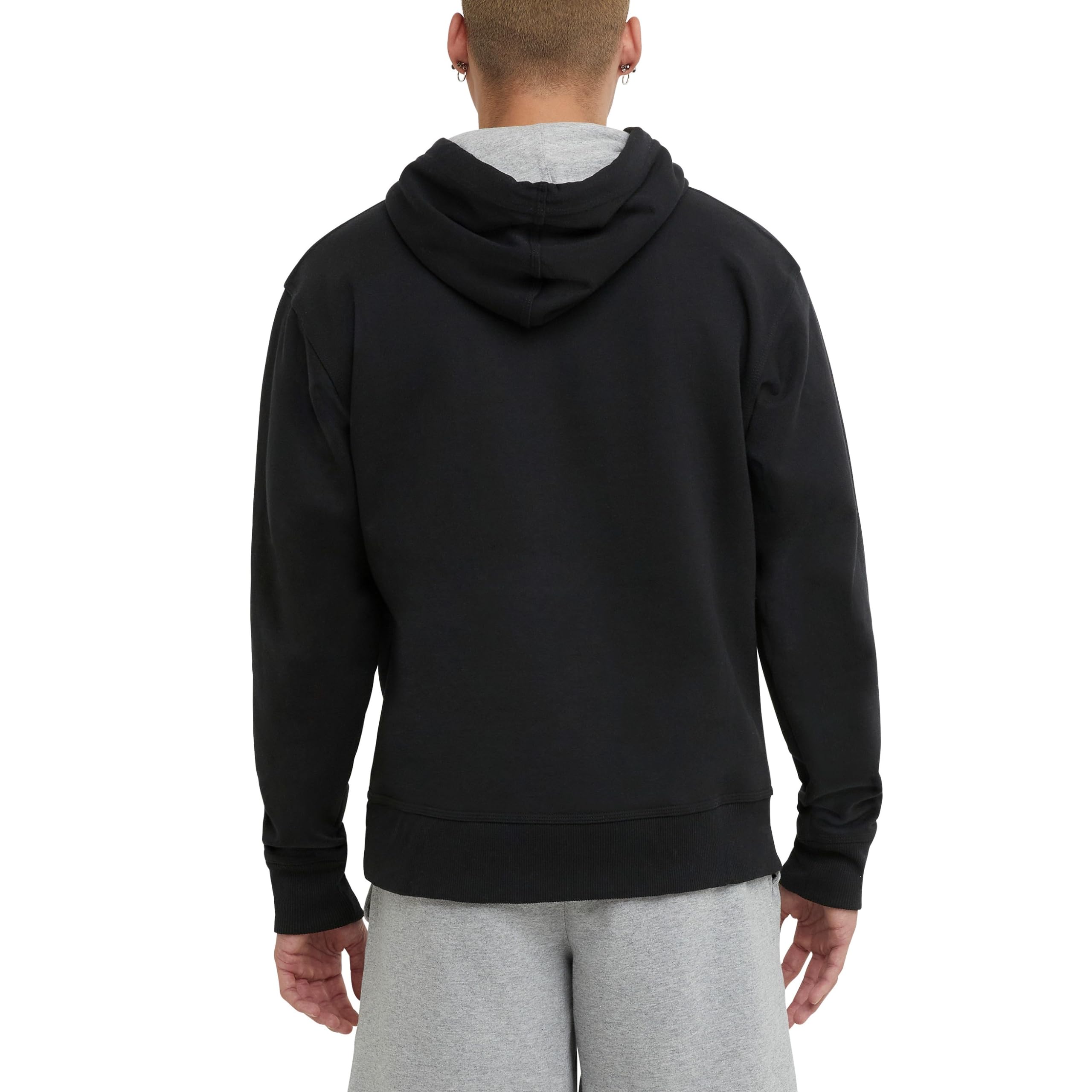 Champion Men's Pullover Fleece Hoodie, Standard Fit, Midweight, C Logo, Available in Regular and Big & Tall, Black, Large