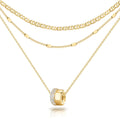 OGD Layered Necklaces for Women 14K Gold Plated Trendy Mariner Chain Dainty Circle Rondelle Pendant Choker Necklace for Women Two-Toned Cubic Zirconia Gold Necklace Stack Non Tarnish Hypoallergenic