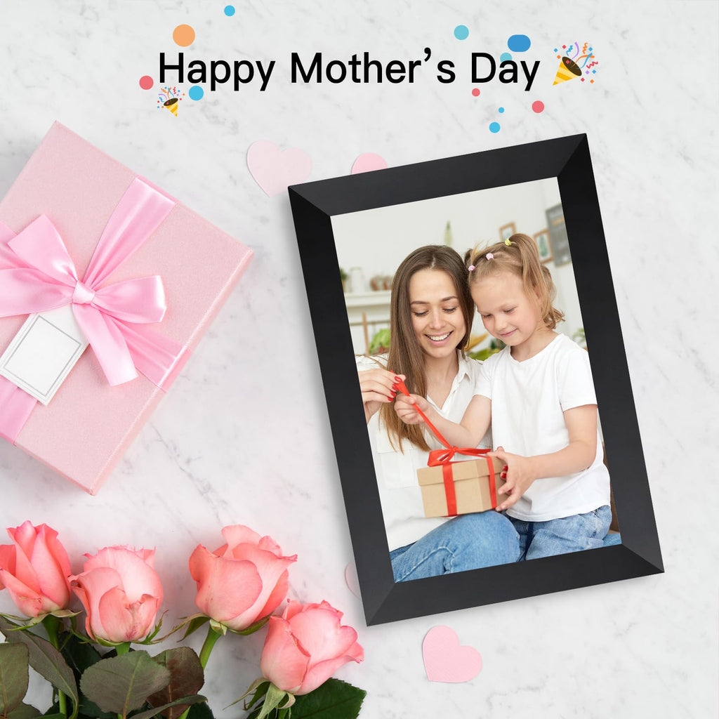 Anna Bella Digital Picture Frame 10.1 Inch IPS HD Touch Screen WiFi Smart Digital Photo Frame with 32GB Storage, Auto-Rotate, Easy Setup to Share Photos or Videos Remotely via AiMOR APP Black