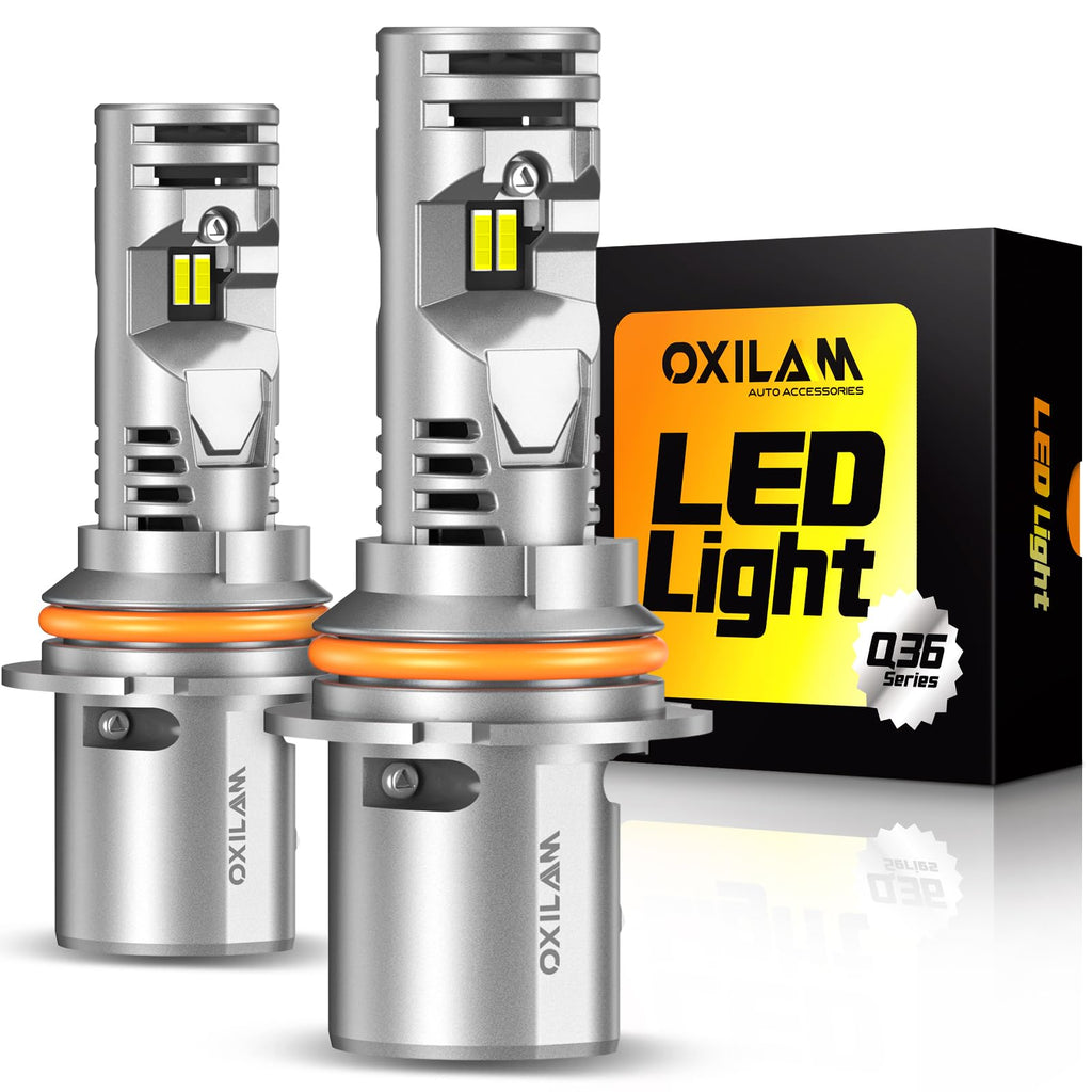 OXILAM Upgraded 9004 LED Bulbs, 20000 Lumens 600% Super Brighter HB1 Led Bulbs, Ture 1:1 Size as Halogen Bulbs，6500K Cool White Wireless Kit for 9004 Blubs, Plug & Play, Pack of 2