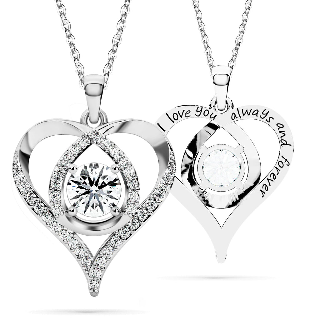 Heart Pendant Necklace for Her Moissanite Lab-Created Gem Jewelry for Women I Love You S925 Sterling Silver Gifts to Wife Girlfriend Mom Daughter Anniversary Birthday Christmas Valentines Day Classic