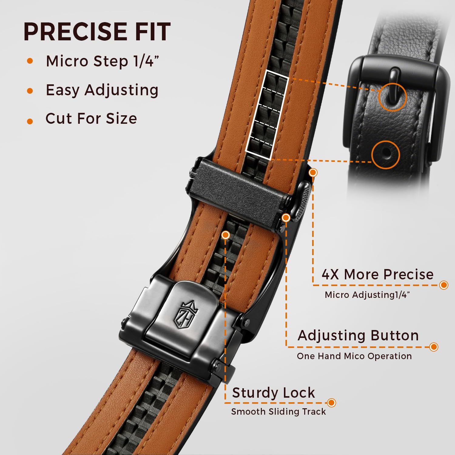 Zitahli Belt Men, Ratchet Belt Dress with 1 3/8" Premium Leather,Slide Belt with Easier Adjustable Automatic Buckle,Trim to Fit Size 30"-36"