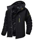 TACVASEN Men's Winter Ski Jacket Waterproof Snow Coats Snowboard Fleece Lining Jacket Warm Parka with Hooded Black L