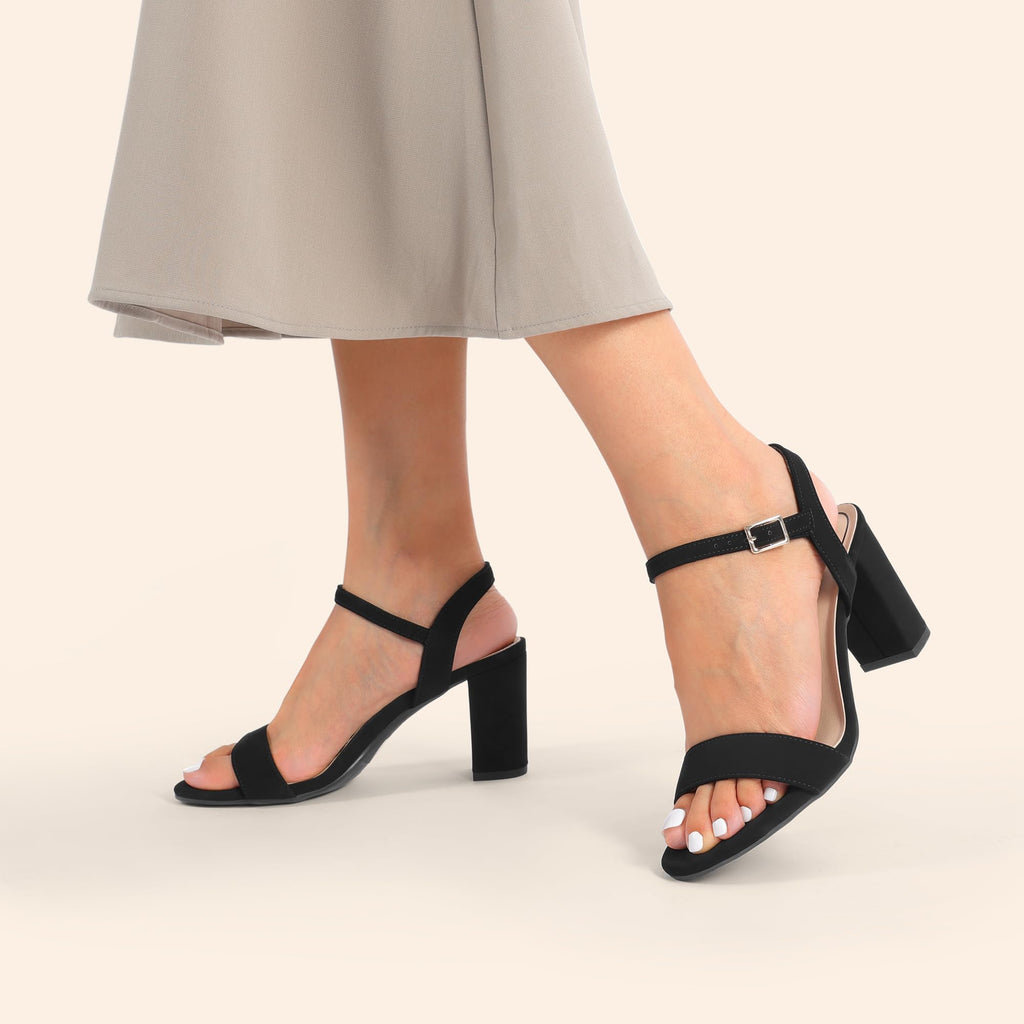 DREAM PAIRS Women's Chunky Heels Block Round Open Toe Ankle Strap Heel Fashion Wedding Party Comfort Dress Sandals Shoes,Size 7.5,Black-Nubuck,DWUMHS2528