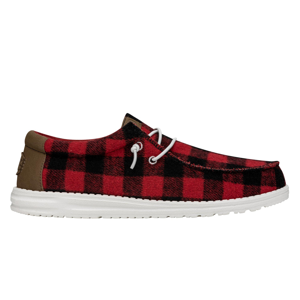 HEYDUDE Wally Buffalo Plaid Red Size 11 | Men’s Shoes | Men's Slip-on Loafers | Comfortable & Light-Weight