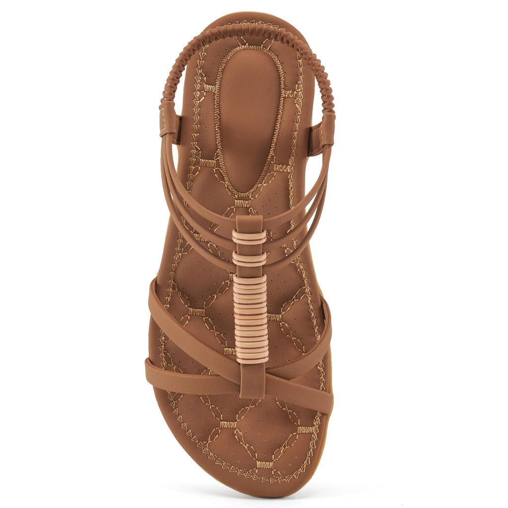 Alicegana Womens Sandals Summer Dressy Comfortable Flats Sandal Non Slip Gladiator Walking Casual Woman Shoes 2026