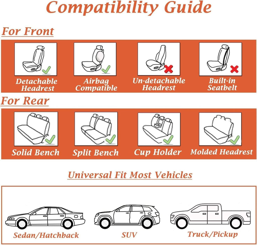 Coverado Car Seat Covers Full Set, Car Seat Protector Waterproof, Nappa Leather Car Seat Cushion, Beige Seat Covers for Cars, Front Seats and Back Universal Fit for Most Cars