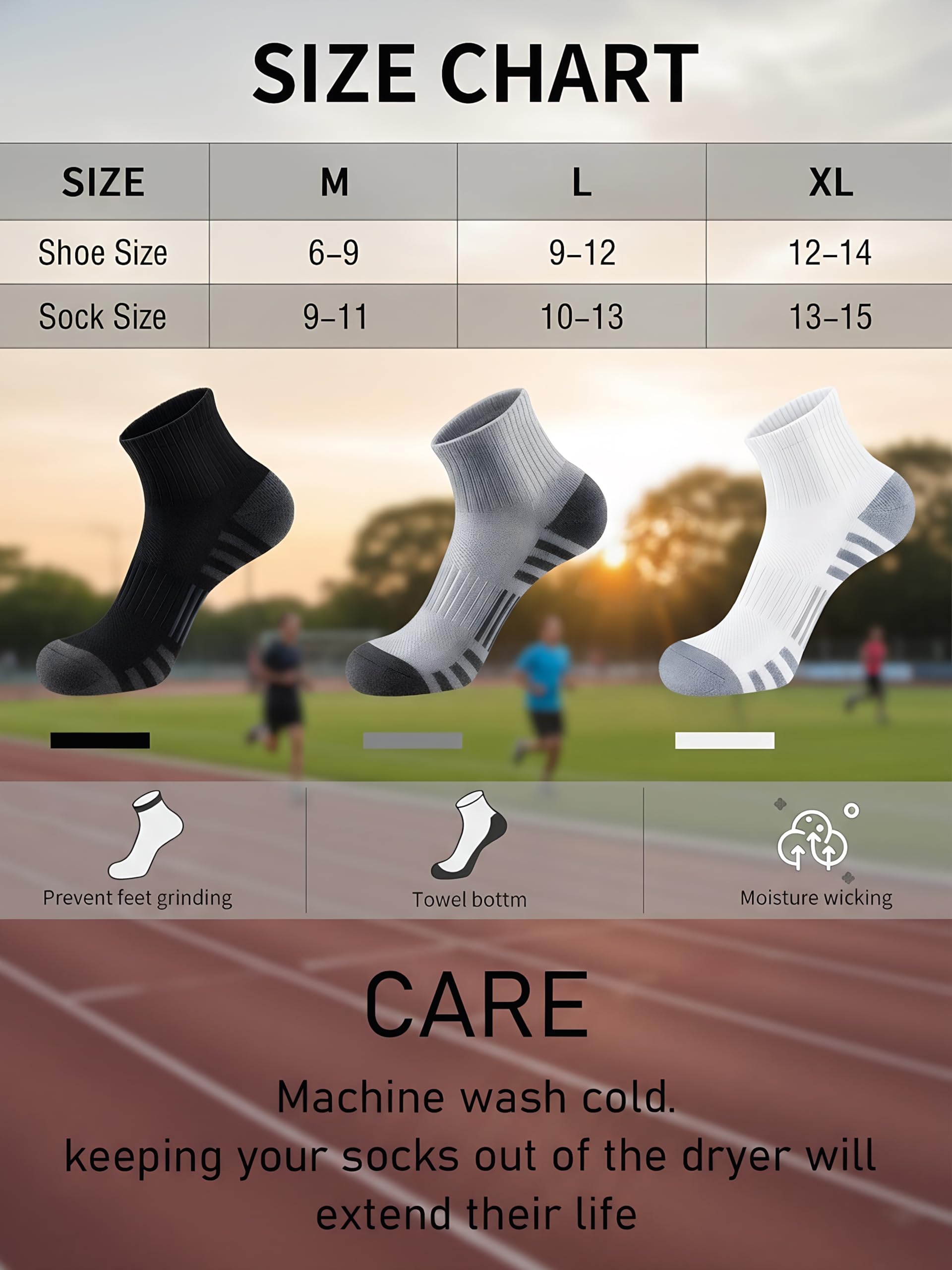 Airacker Athletic Quarter Socks with Cushion Running Ankle Socks for Men Women 6 Pairs
