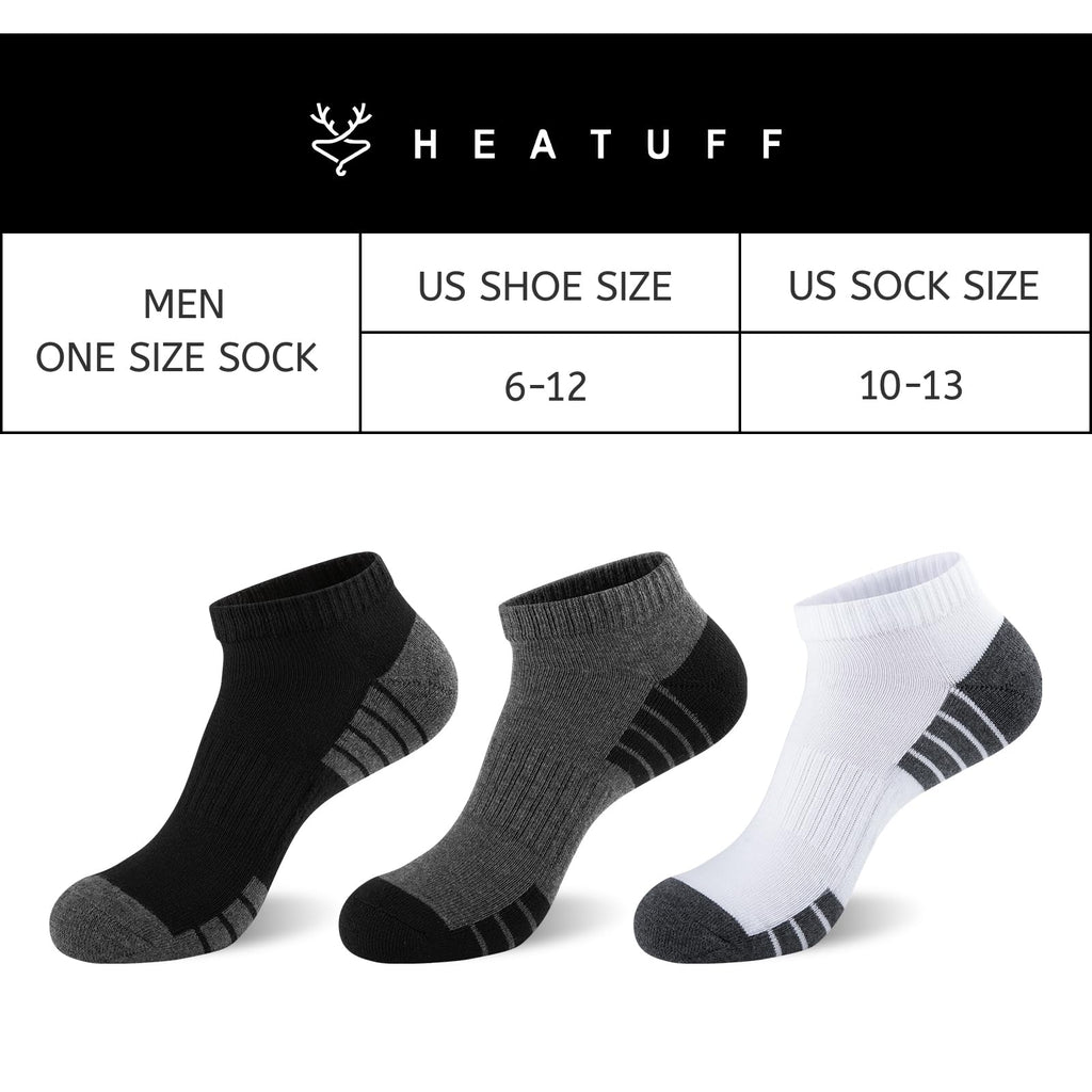 Heatuff Mens Cushioned Ankle Socks, Breathable Moisture Wicking Low Cut Casual Socks (7 Pairs)