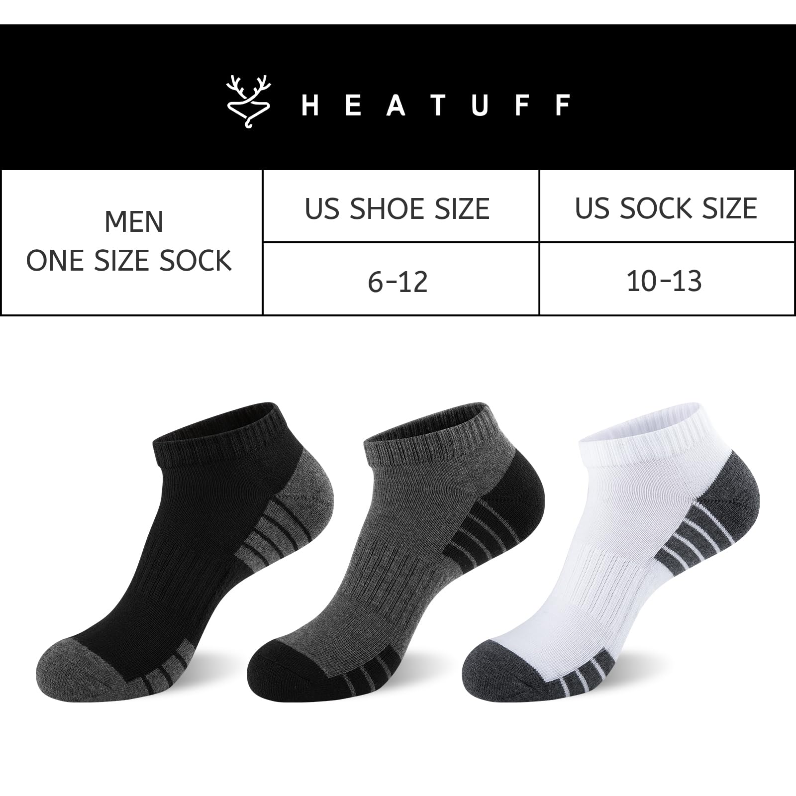 Heatuff Mens Cushioned Ankle Socks, Breathable Moisture Wicking Low Cut Casual Socks (7 Pairs)