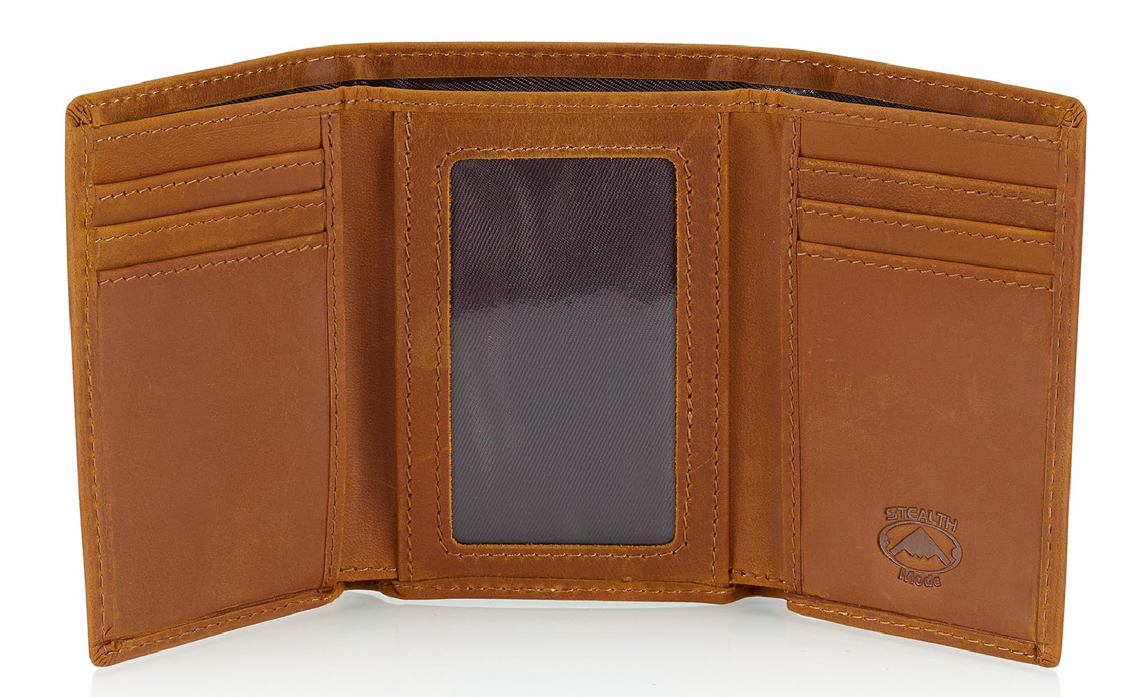 Stealth Mode Trifold RFID Blocking Leather Wallet for Men (Beige)