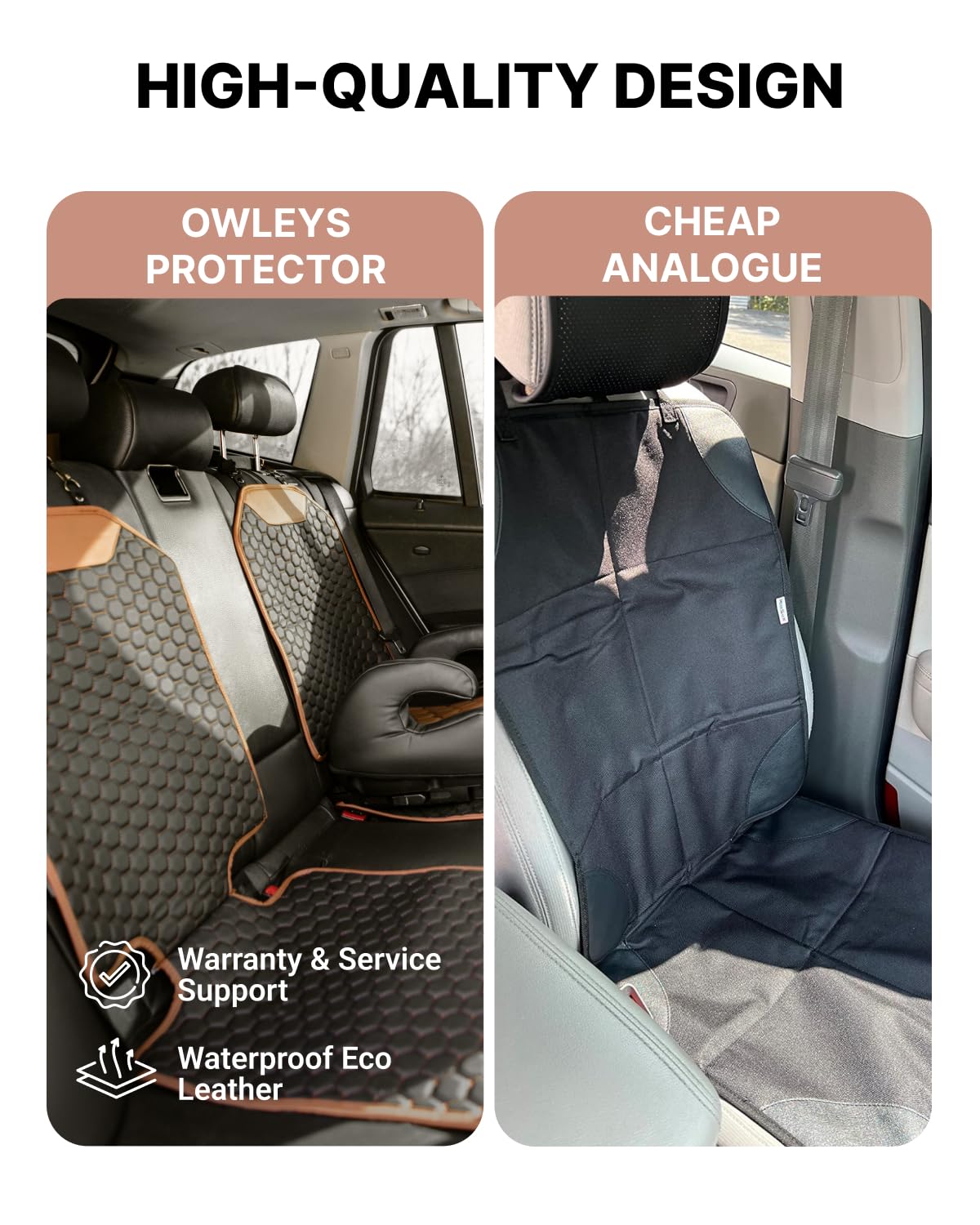 Owleys Premium Leather Car Seat Protector for Child Car Seat Cover from Dirt Scratches - Infant Car Seat Protector for Back Seat/Front Booster Seat Protector Under Baby Car Seat Waterproof 1pc Hexy