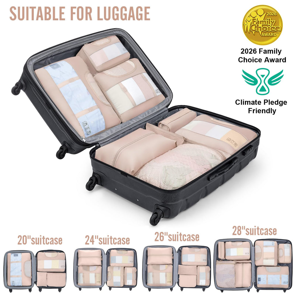 Veken 8 Set Packing Cubes, Cruise Ship Travel Essentials Accessories for Beach Vacation, Personalized Gifts for Women Mom Her, Suitcase Organizer Bags for Luggage with Hanging Toiletry Bag
