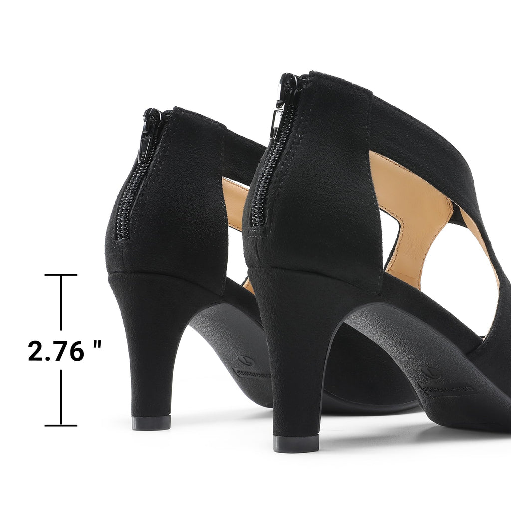DREAM PAIRS Women's Pumps Closed Pointed Toe Kitten Heels Elegant Party Wedding Dress Shoes for Women,Size 8,Black,DWUMPU2501
