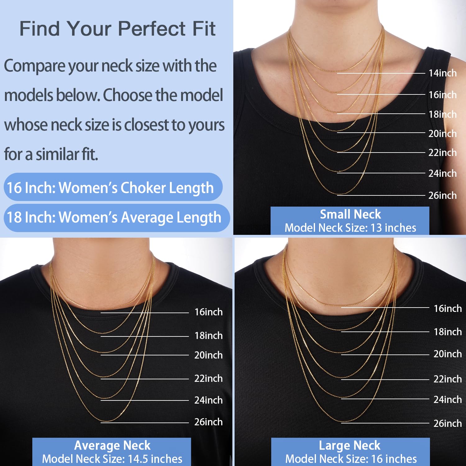 Jewlpire 18K Gold Plated Chain Necklace for Women, 1mm Cable Chain 18K Gold Plated Chain for Women Sturdy & Shiny Women's Chains Necklaces, Necklace Chains 22 Inch