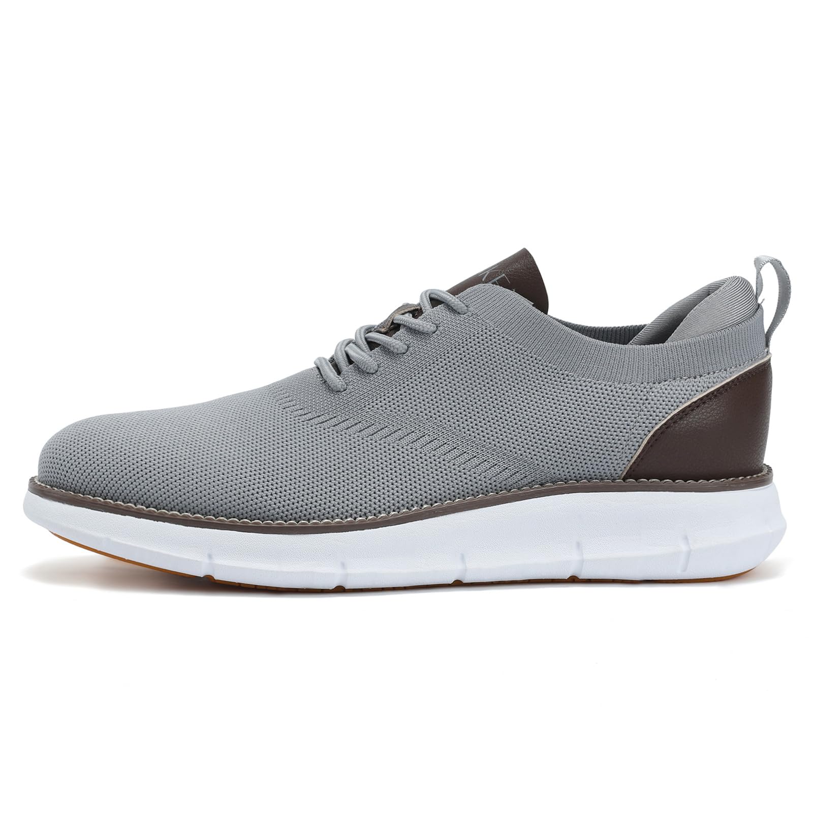 SVNKE Men's Mesh Dress Shoes Casual Business Lace Up Oxford Sneakers Lightweight Breathable Walking Shoes Comfortable Thick Sole Tennis Footwear Light Gray 10.5 Extra Wide