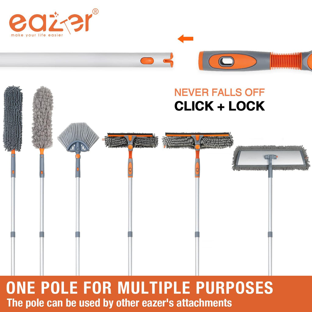 Eazer Squeegee Window Cleaner Tool, 2 in 1 Rotatable Window Cleaning Squeegee Kit with Extension Pole, 62'' Window Washing Kit, Bendable Head for Car Glass - 2 Scraper