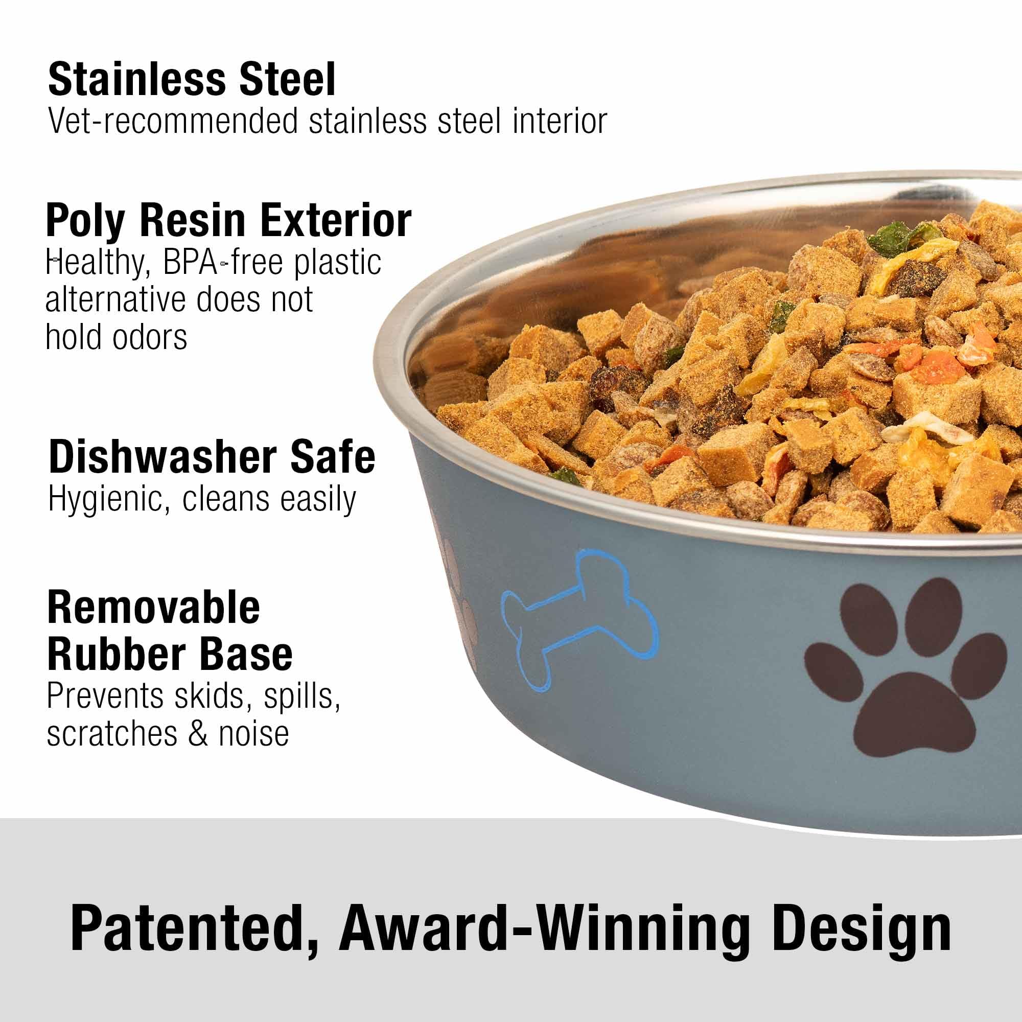 Loving Pets Bella Dog Bowls- Stainless Steel Dog & Cat Bowls - Spill Proof Dog Food Bowl, Cat Bowl, Puppy Essentials & Pet Supplies Great for Home & Travel (Small 10-20 lbs, Blueberry)