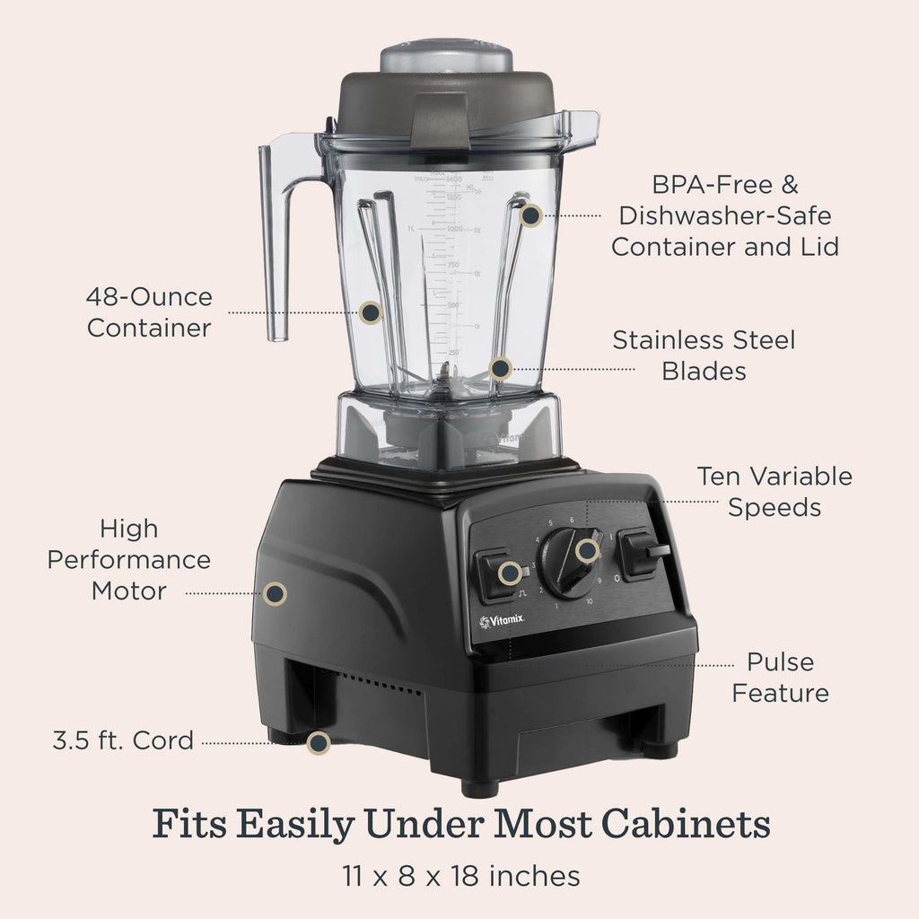 Vitamix Explorian E310 Blender, Professional-Grade Kitchen Blender for Smoothies, Soups, Juices and More, 10-Speed, Stainless Steel Blades, Self-Cleaning Kitchen Appliance, 48 Oz Container, Black