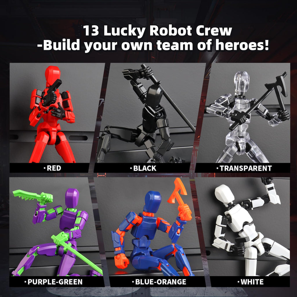 13 Action Figure Set, 6PCS T-Robot 13 Action Figure Titan 13 3D Printed Toys Articulated, for Modeling Enthusiasts Etc Birthday Gifts & Children's Day Gifts for Kids 5-8 Years Old（Assembly Required）