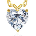 Fullove ForeverLove Heart Gold Necklaces for Women, 4 Carats Heartshap Moissanite, Gold-plated Silver Pendant Jewelry, Anniversary Birthday Gifts for Wife, Girlfriend, Daughter, Mom