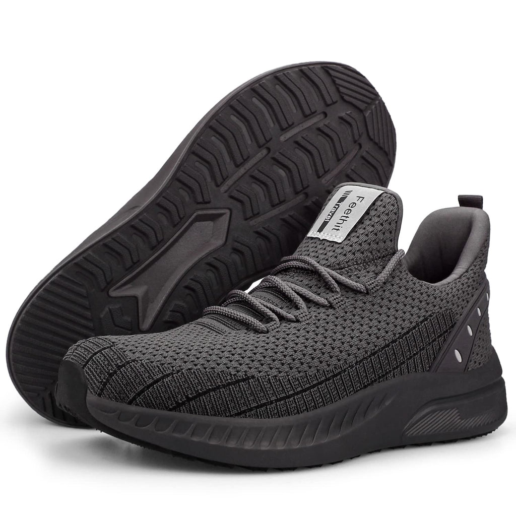 Feethit Mens Slip On Walking Shoes Blade Tennis Shoes Non Slip Running Shoes Lightweight Workout Shoes Breathable Mesh Fashion Sneakers Dark Grey Size 10.5