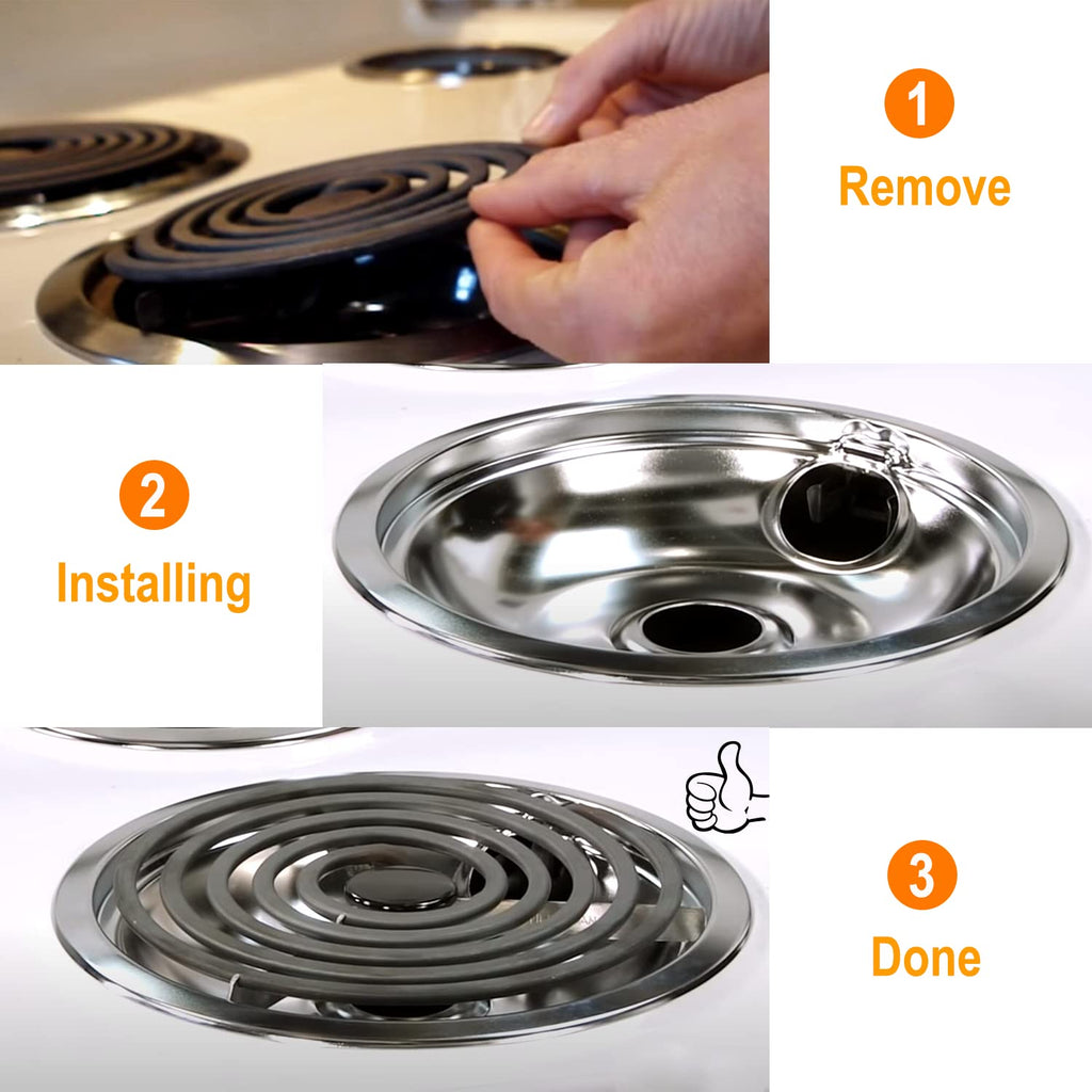 Mejiao Stove Burner Covers,Replacement Chrome Drip Pans for Frigidaire Kenmore 316048413 and 316048414,4 pcs (4x6")