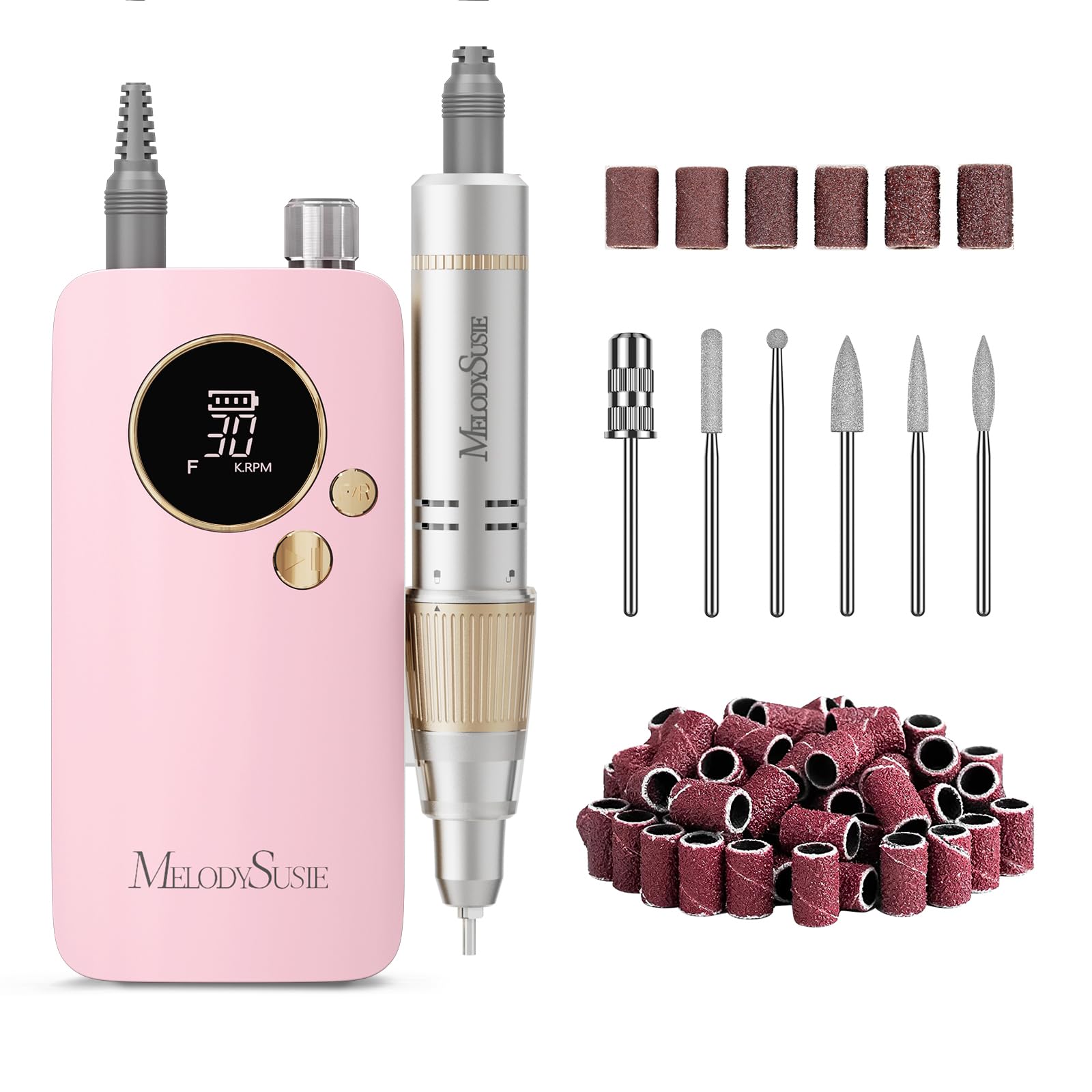 MelodySusie Entry-Level Clip-On Cordless Nail Drill, SC320F 30000RPM E-File with Pastel & Colorful Aesthetic Design for Manicure Shaping & Gel Removal, Ideal for Training, Nail Art Practice & Home Use