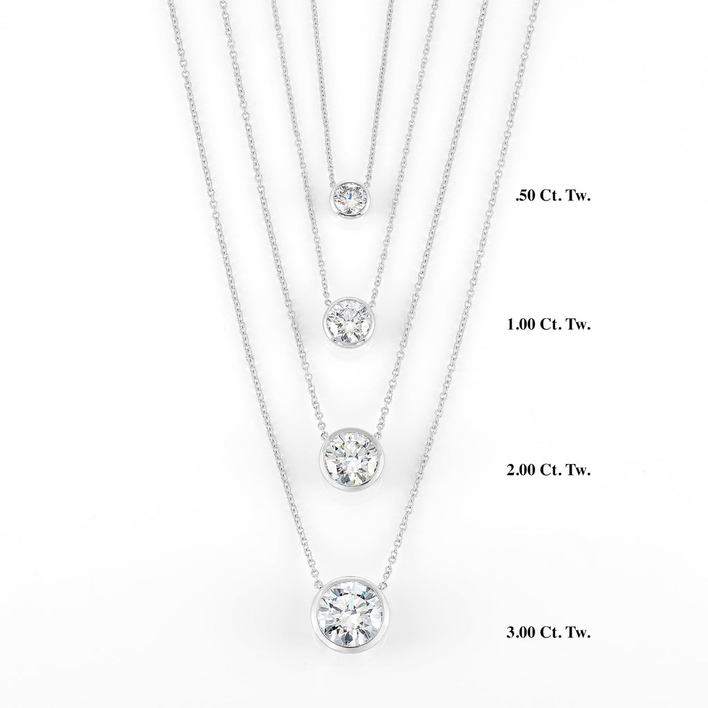 Carbon Atelier IGI Certified 3 Carat Brilliant Cut Lab Grown Diamond Round Solitaire Pendant Necklace for Women I 14k White Gold Necklace (G-H, VS1-VS2, cttw) I 18 Inch Long Chain I Lobster Claw