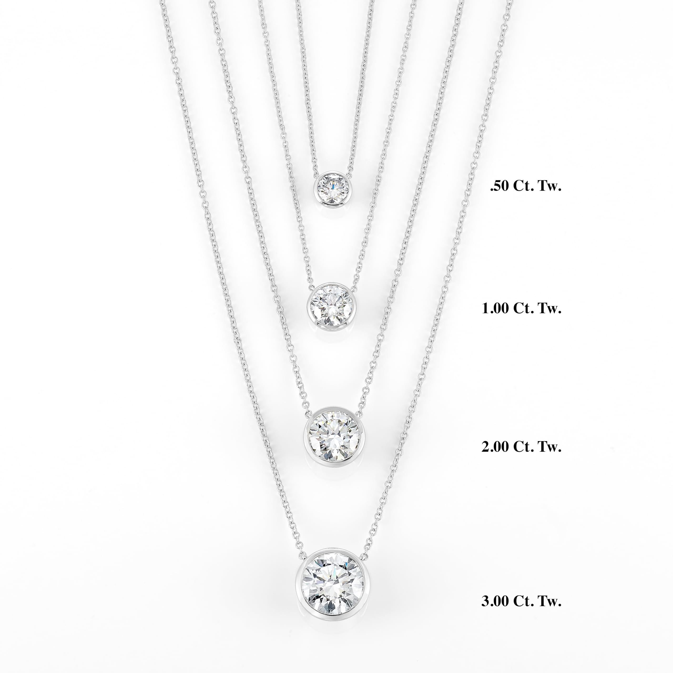 Carbon Atelier IGI Certified 3 Carat Brilliant Cut Lab Grown Diamond Round Solitaire Pendant Necklace for Women I 14k White Gold Necklace (G-H, VS1-VS2, cttw) I 18 Inch Long Chain I Lobster Claw
