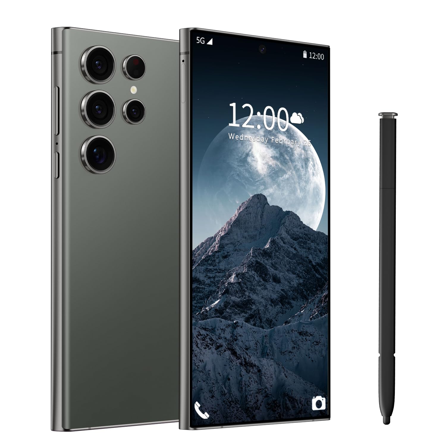 BAOWU I24 Ultra 5G Unlocked Phones, Built in Pen, Smartphone Battery 6800mAh 6.8" HD Screen Unlocked Cell Phone, 16+512GB Android14 with 128G Memory Card, Face ID/Fingerprint Lock/GPS (Green)